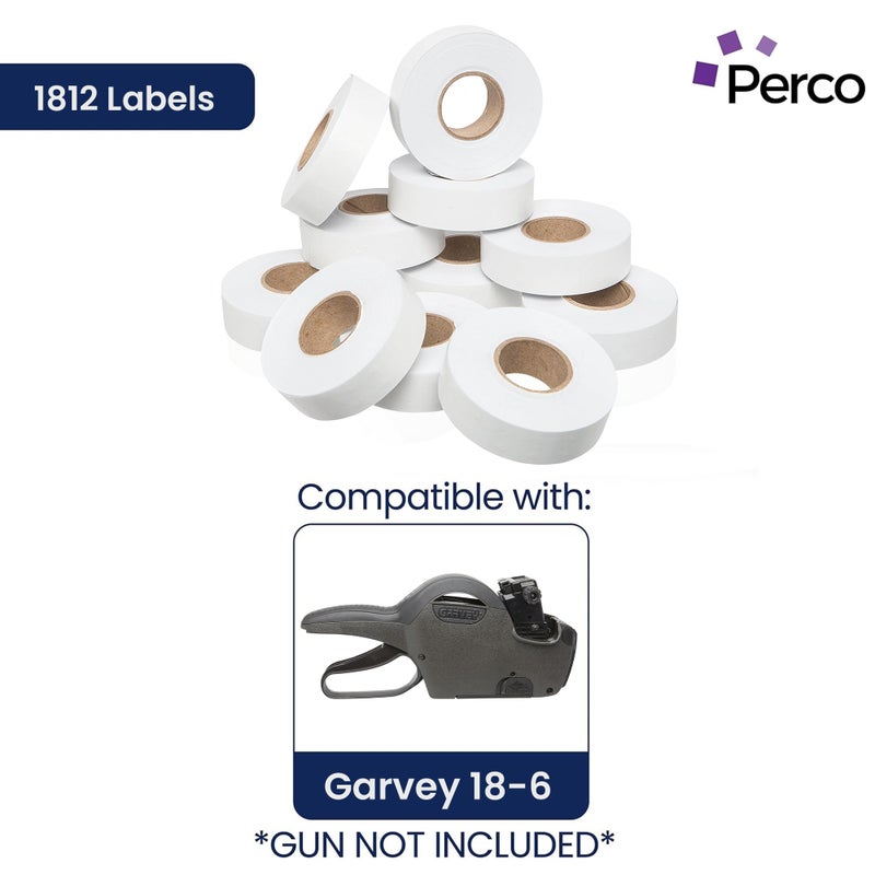 Perco 1812 White Pricing Labels for Garvey 18-6 One Line Price Gun, 11 Rolls - 14,000 - Image 2